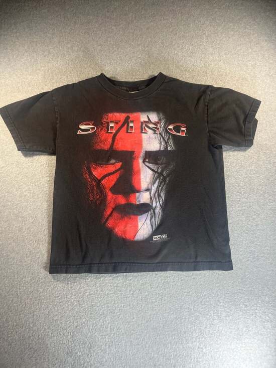 WCW/nWo Other - Vintage 90s Sting Big Face Wolf Pack WCW/NWO Shirt Youth  Sz L  10-12 Red/White